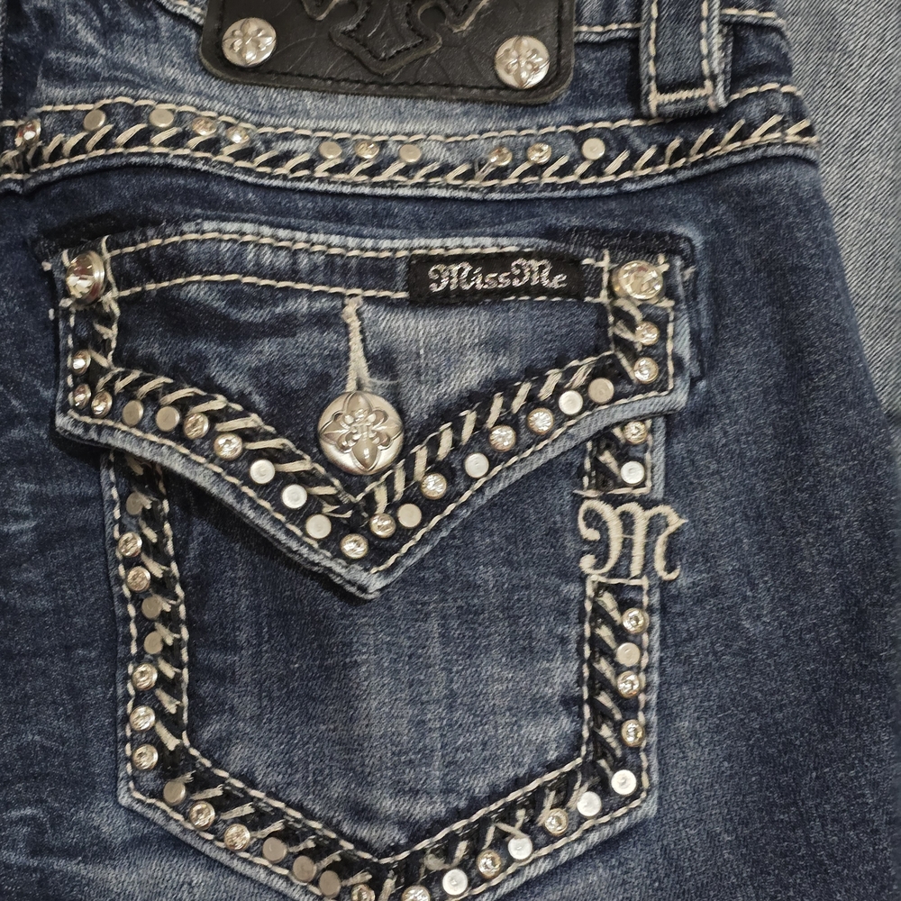 Miss Me Women's Blue Jeans with Embellished Pockets